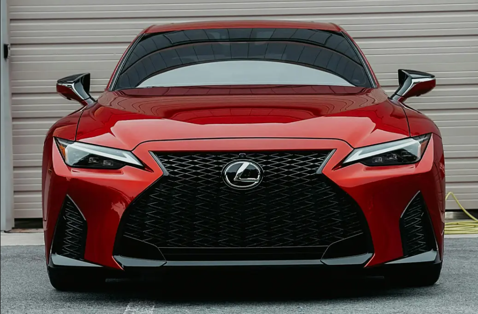 Red Lexus with a clean glossy finish after detailing